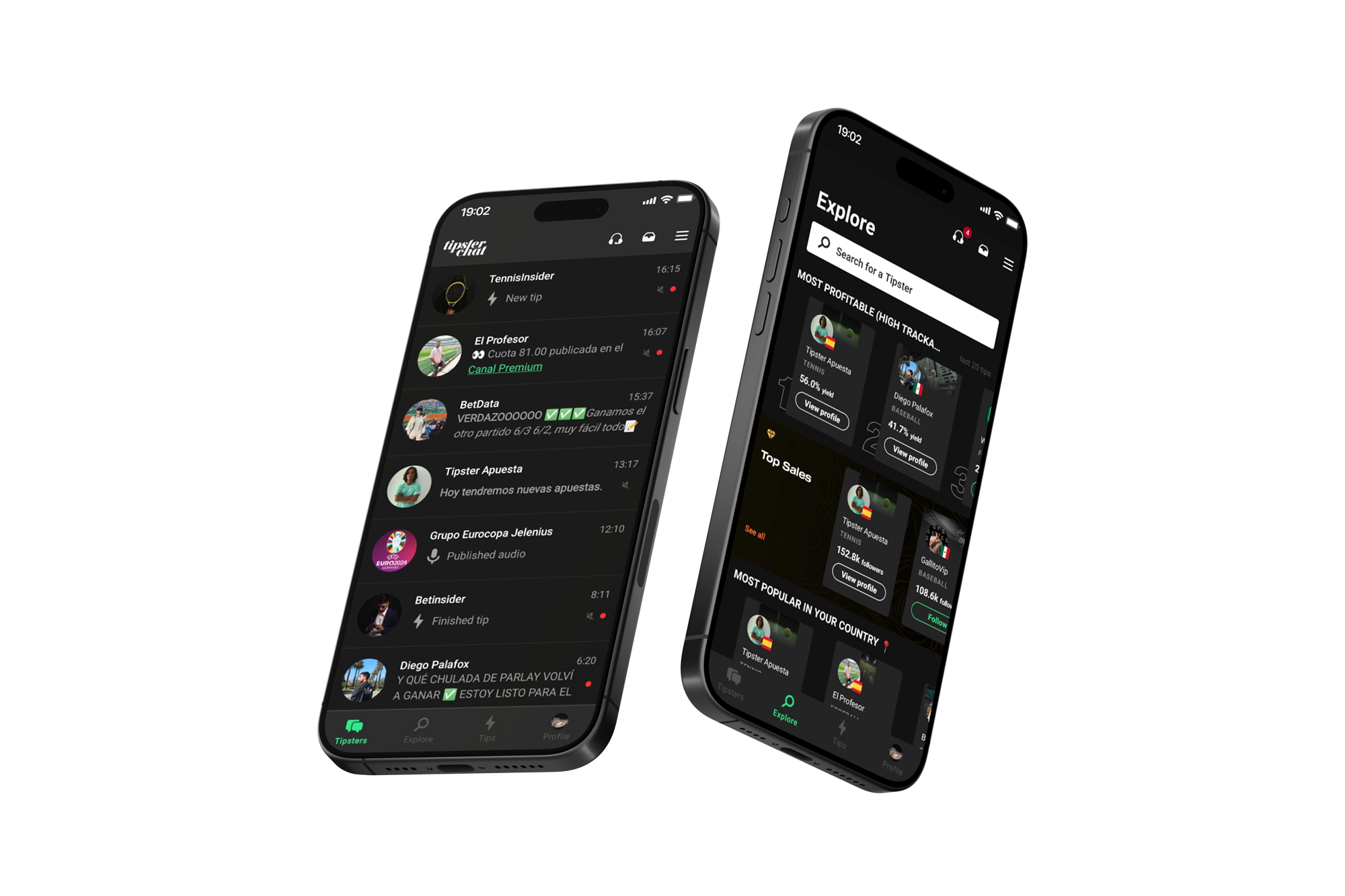TipsterChat app preview on iPhone